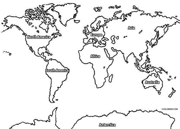 613x439 Printable World Map Coloring Page For Kids Cool2bkids