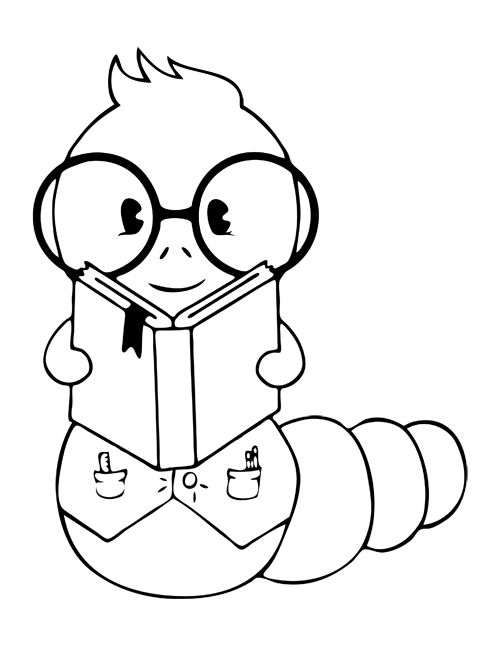500x647 Book Worm Coloring Pages The Bookworm's Mr. Worm Coloring