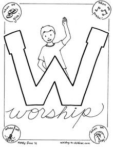 220x287 W Is For Worship Coloring Page (Psalm 1002)uk Eduacation