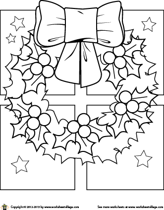 Christmas Wreath Coloring Page 331x423 Christmas Wreath Coloring Page