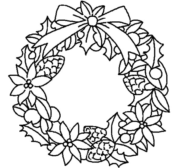Christmas Wreath Coloring Pages 600x558 Christmas Wreath Coloring Pages