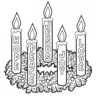 Advent Wreath Coloring Page 340x340 Advent Wreath Coloring Page