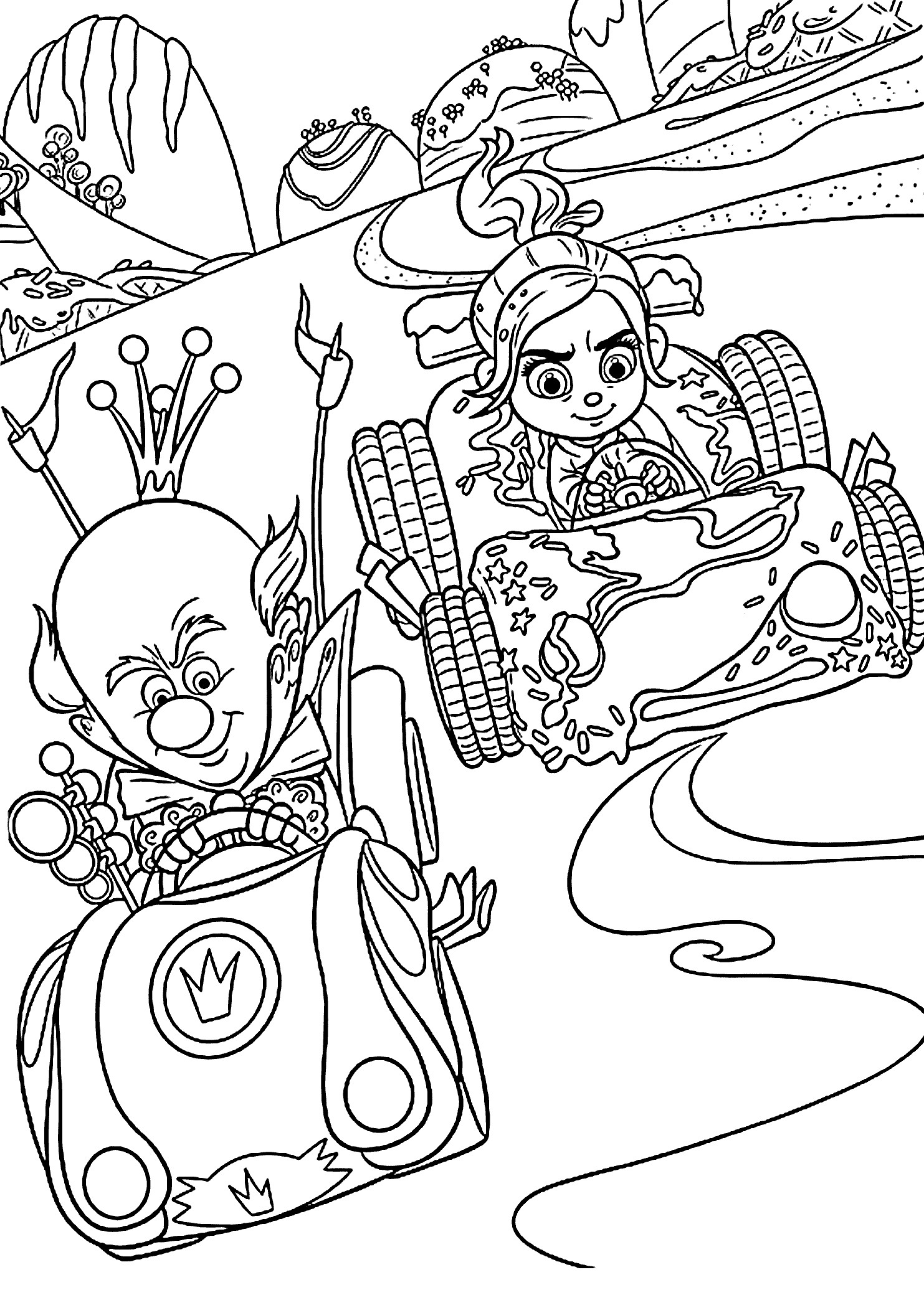 1483x2079 Ralph And Vanellope Coloring Pages For Kids Awesome Wreck It Ralph