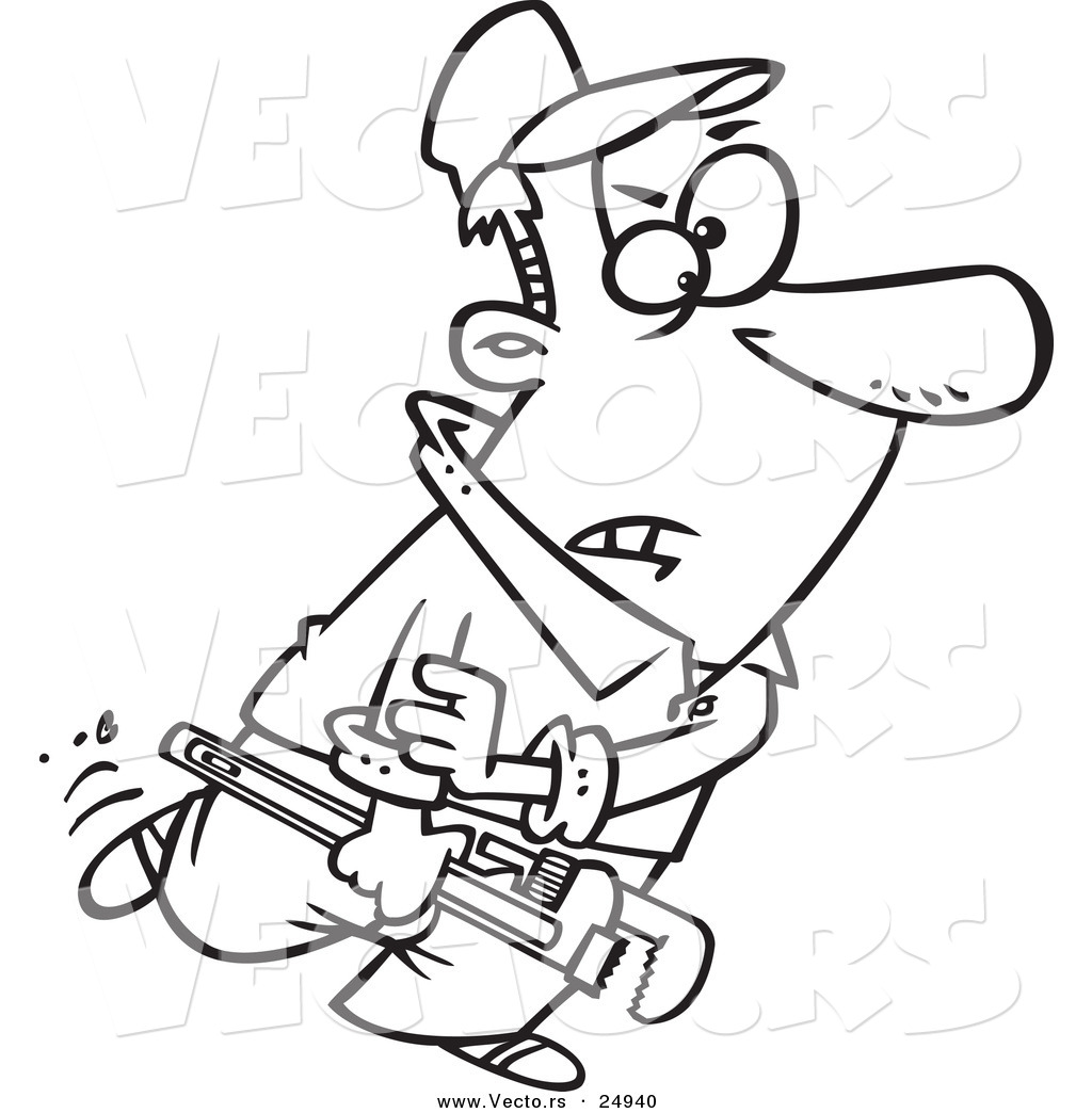 Vector Of A Cartoon Plumber Carrying A Wrench And Rolling Up His 1024x1044 Vector Of A Cartoon Plumber Carrying A Wrench And Rolling Up His