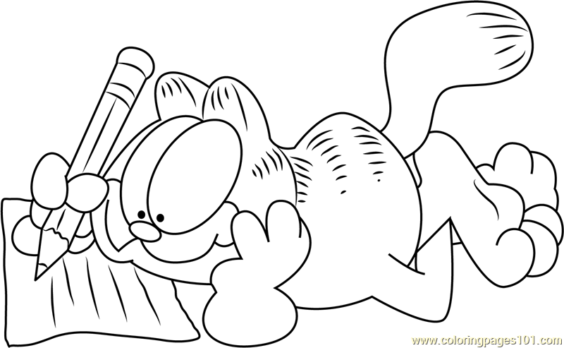 Garfield Writing Coloring Page 800x493 Garfield Writing Coloring Page