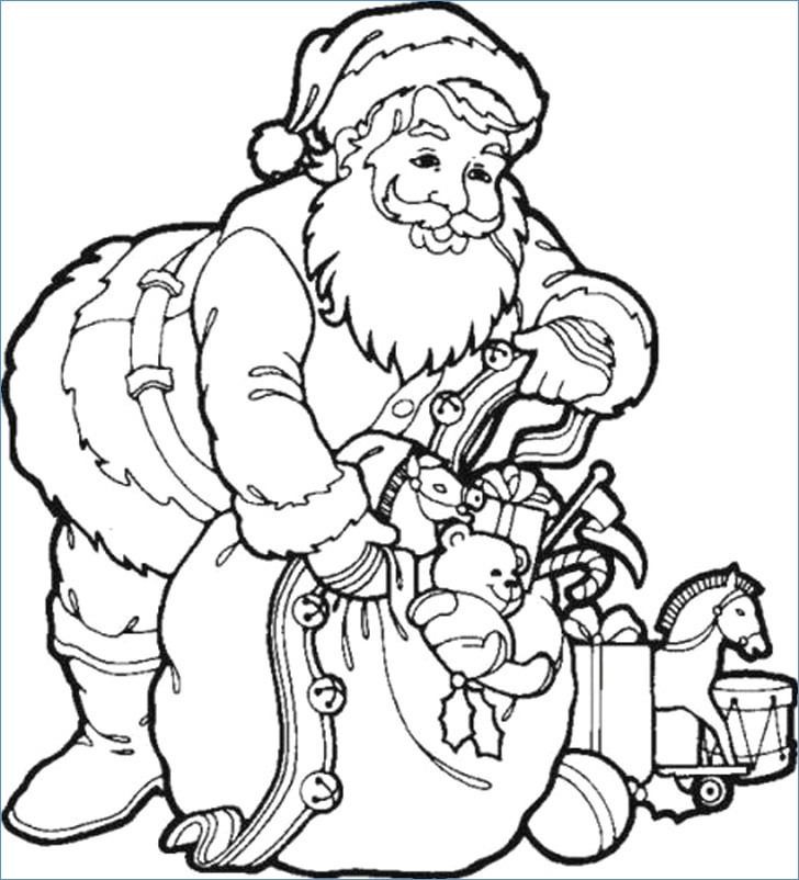 728x802 Christmas Tree And Santa Coloring Pages