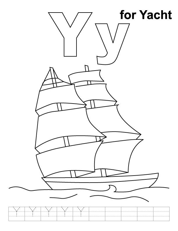 612x792 Y For Yacht Coloring Page With Handwriting Practice Creativity