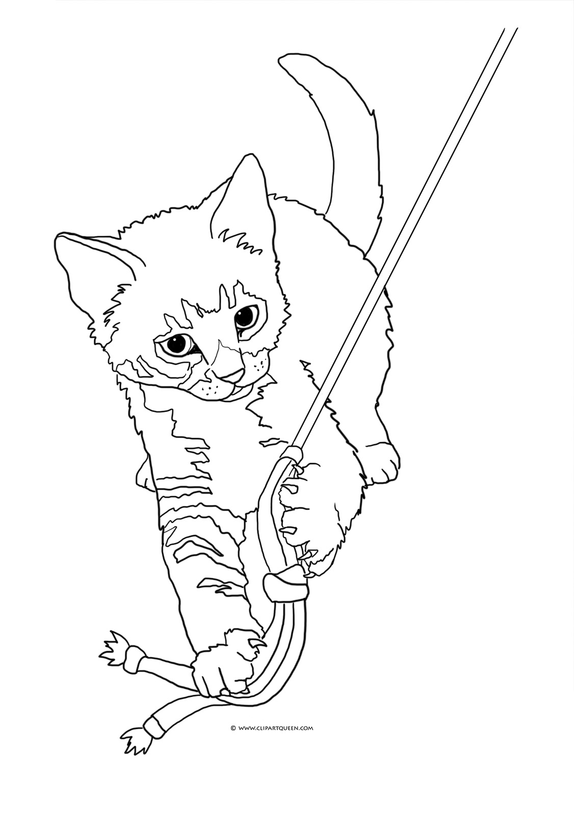 1126x1594 Cat Playing With Yarn Drawing