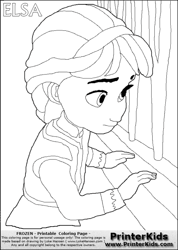 Young Elsa Frozen Coloring Pages 580x812 Young Elsa Frozen Coloring Pages