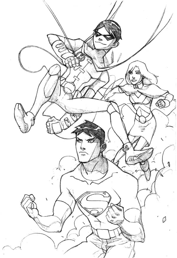 600x875 Superma And Robin From Young Justice League Coloring Page
