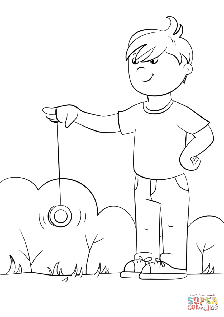 849x1200 Cartoon Boy Playing Yo Coloring Page Inside 2