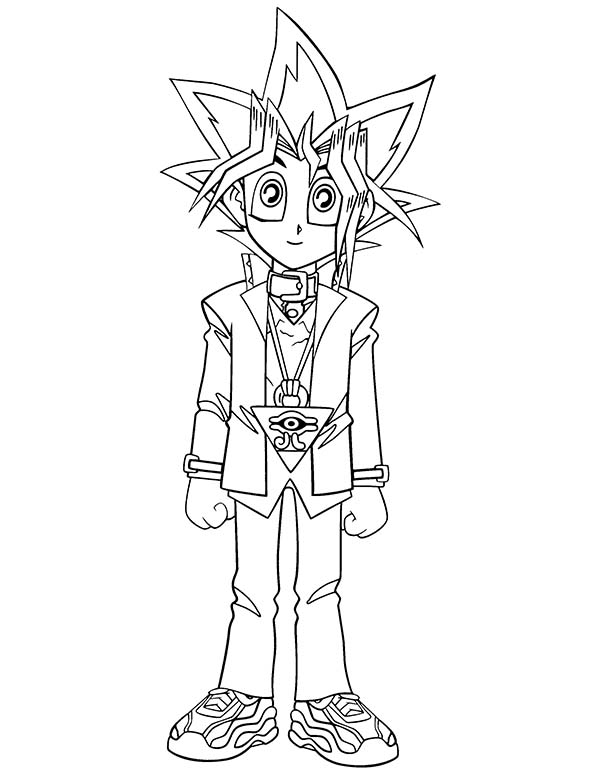 600x775 Cute Little Yugi Muto In Yu Gi Oh Coloring Page