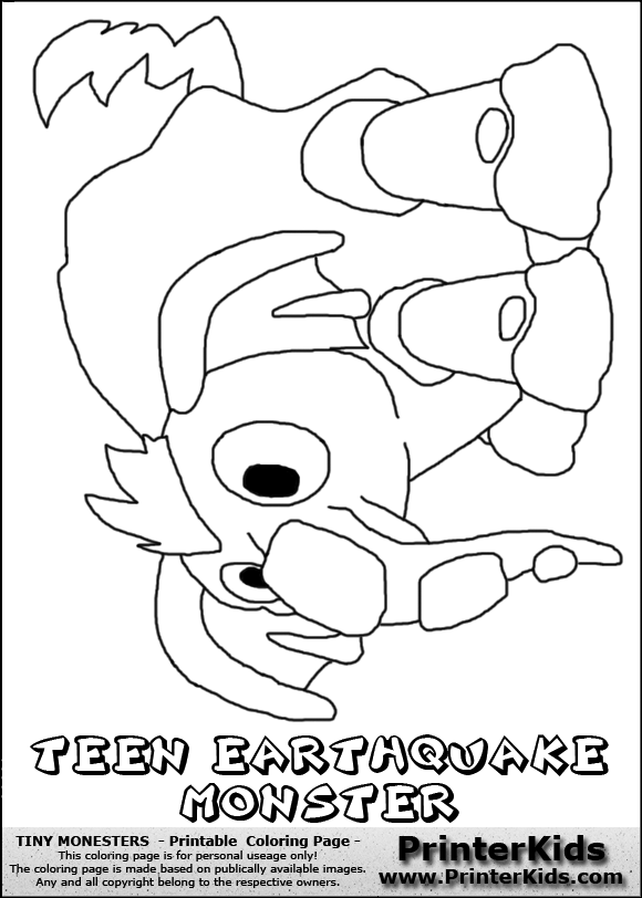 580x812 Earthquake Coloring Tiny Monsters Teen Monster Page