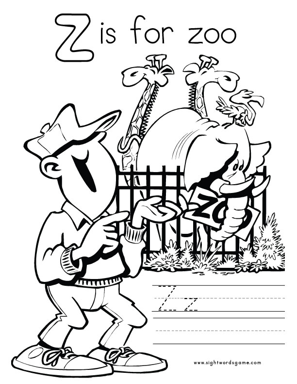 612x790 Letter Z Coloring Pages