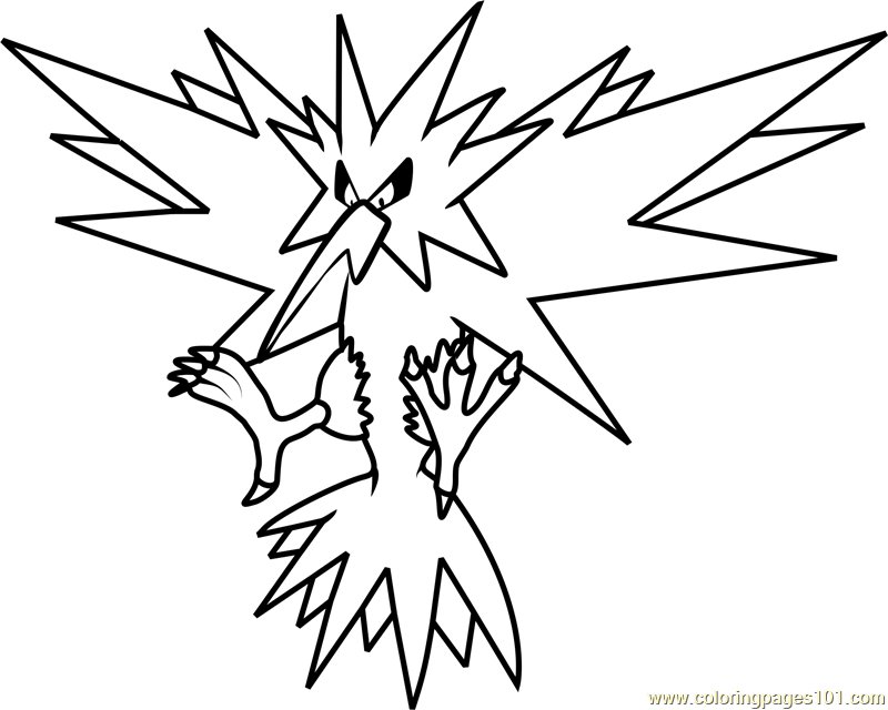 800x640 Zapdos Pokemon Coloring Page