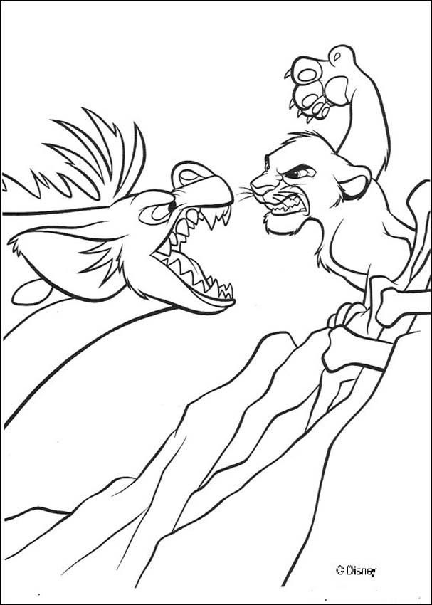 Simba Fights Banzai The Hyena Coloring Page Coloring Pages 607x850 Simba Fights Banzai The Hyena Coloring Page Coloring Pages