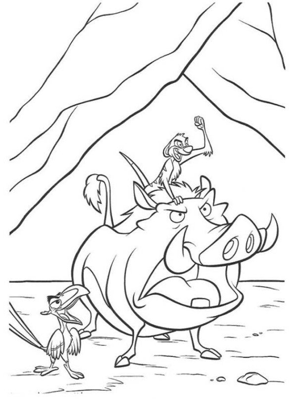 Timon, Pumbaa And Zazu The Lion King Coloring Page 600x804 Timon, Pumbaa And Zazu The Lion King Coloring Page