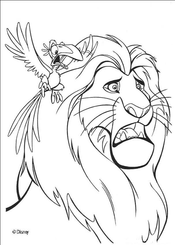 Zazu Warns Mufasa Coloring Page Lion King Lions 607x850 Zazu Warns Mufasa Coloring Page Lion King Lions