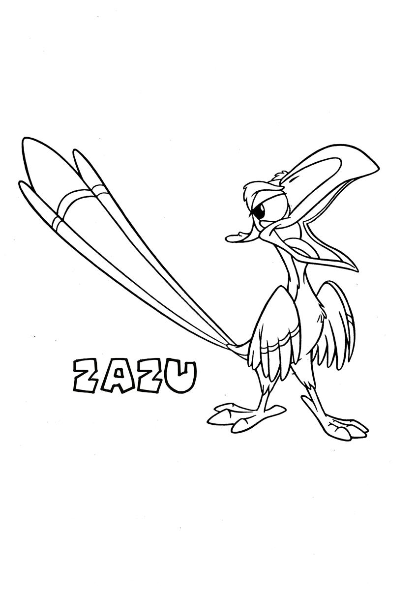 Zazu The Lion King Coloring Page 848x1200 Zazu The Lion King Coloring Page