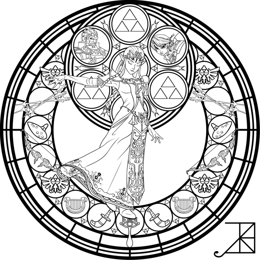 Stained Glass Zelda Coloring Page By Akili Amethyst 894x894 Stained Glass Zelda Coloring Page By Akili Amethyst