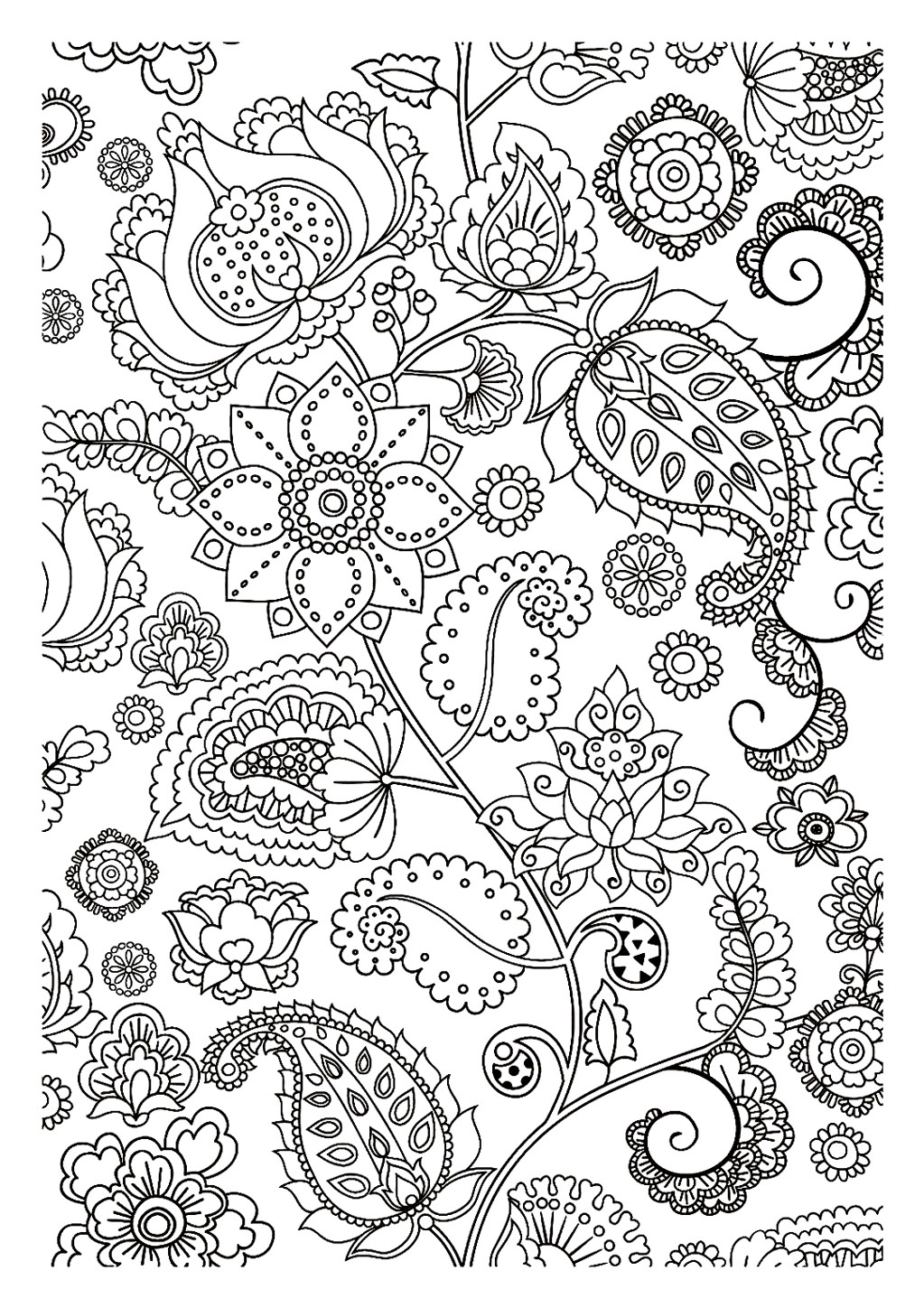 Zen Coloring Pages Cats Flower Adult 1023x1448 Zen Coloring Pages Cats Flower Adult