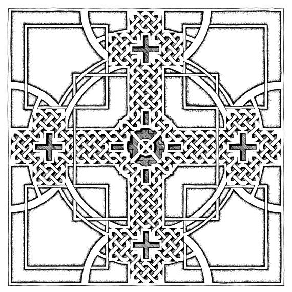 570x569 Printable Celtic Cross Coloring Page Pdf Instant By Ellesdragons