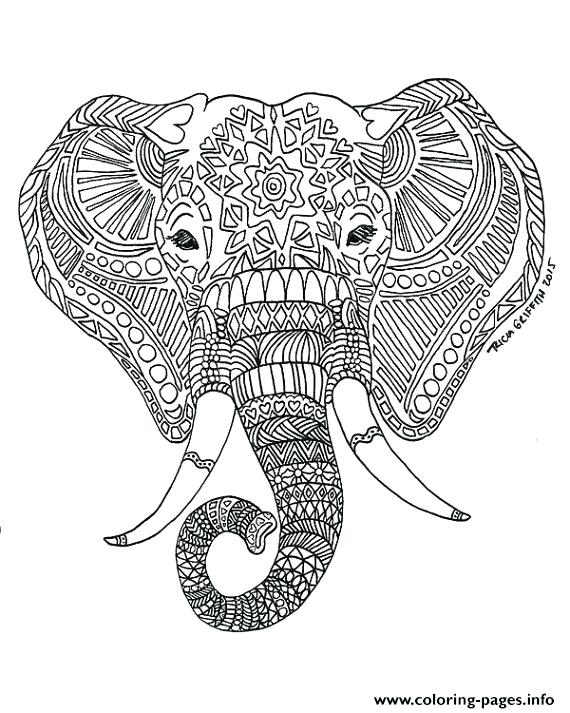 570x713 Elephants Coloring Pages Best Adult Printable Elephant Difficult