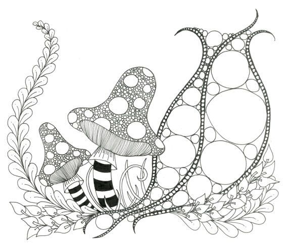 570x491 Printable Zendoodle Adult Coloring Page Etsy, Doodles And Zentangles