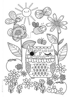 236x336 Coloring Page Printable Owl Night Zendoodle By Michellebowdenart