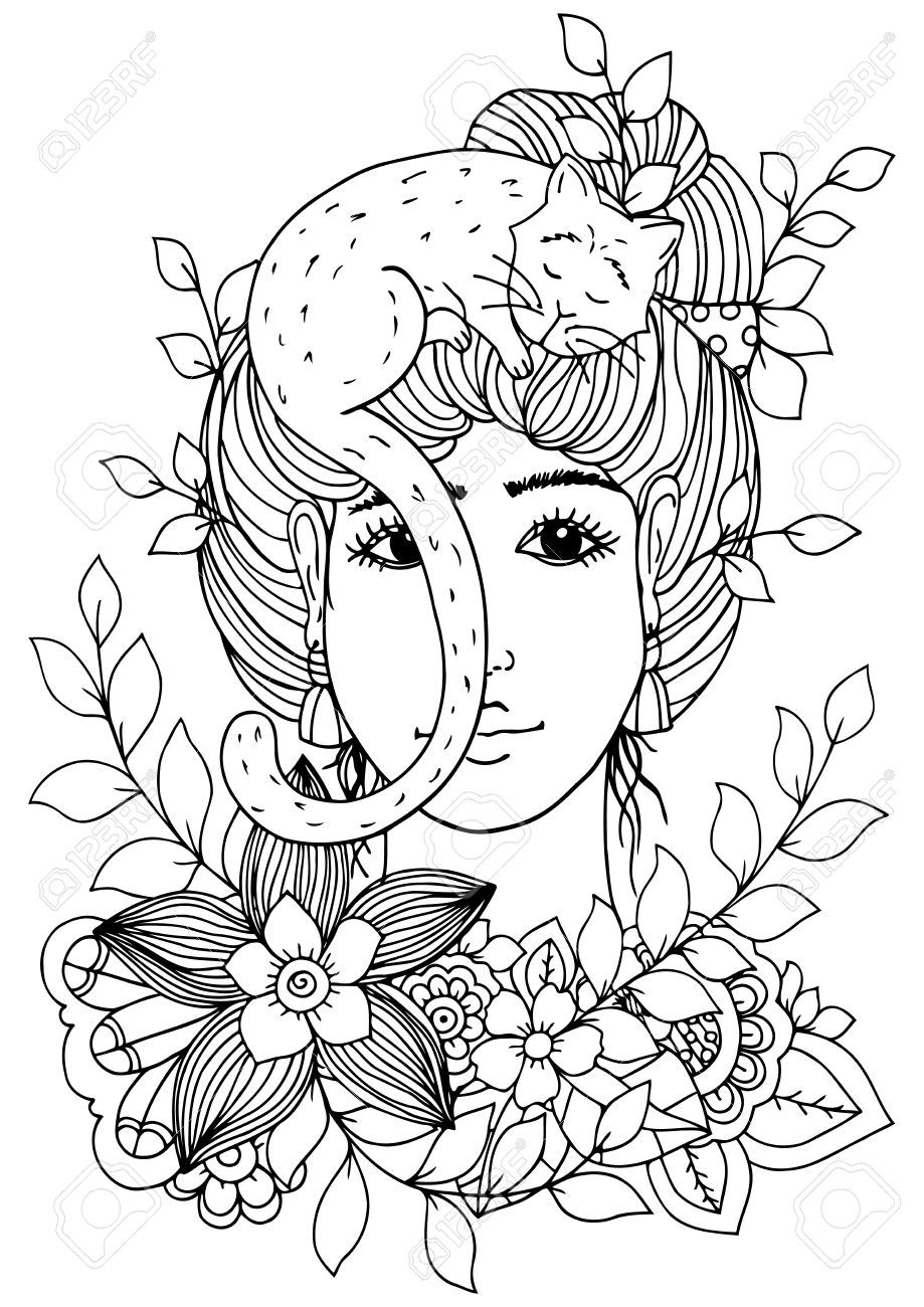 919x1300 Incredible Illustration Of Handmade Work Zentangle Girl