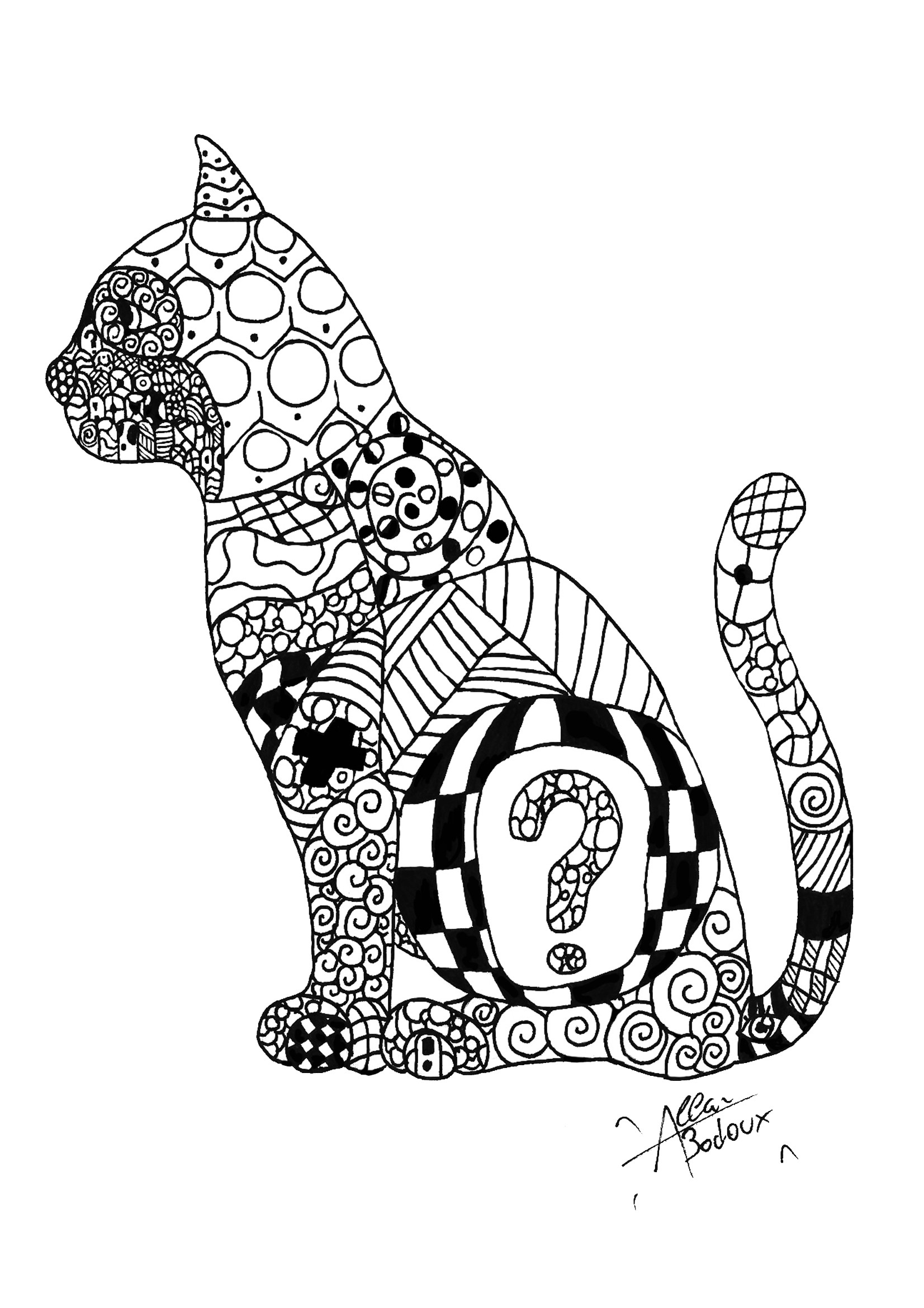 1653x2338 Cat Coloring Pages For Adults Fresh Zentangle Cat Zentangle