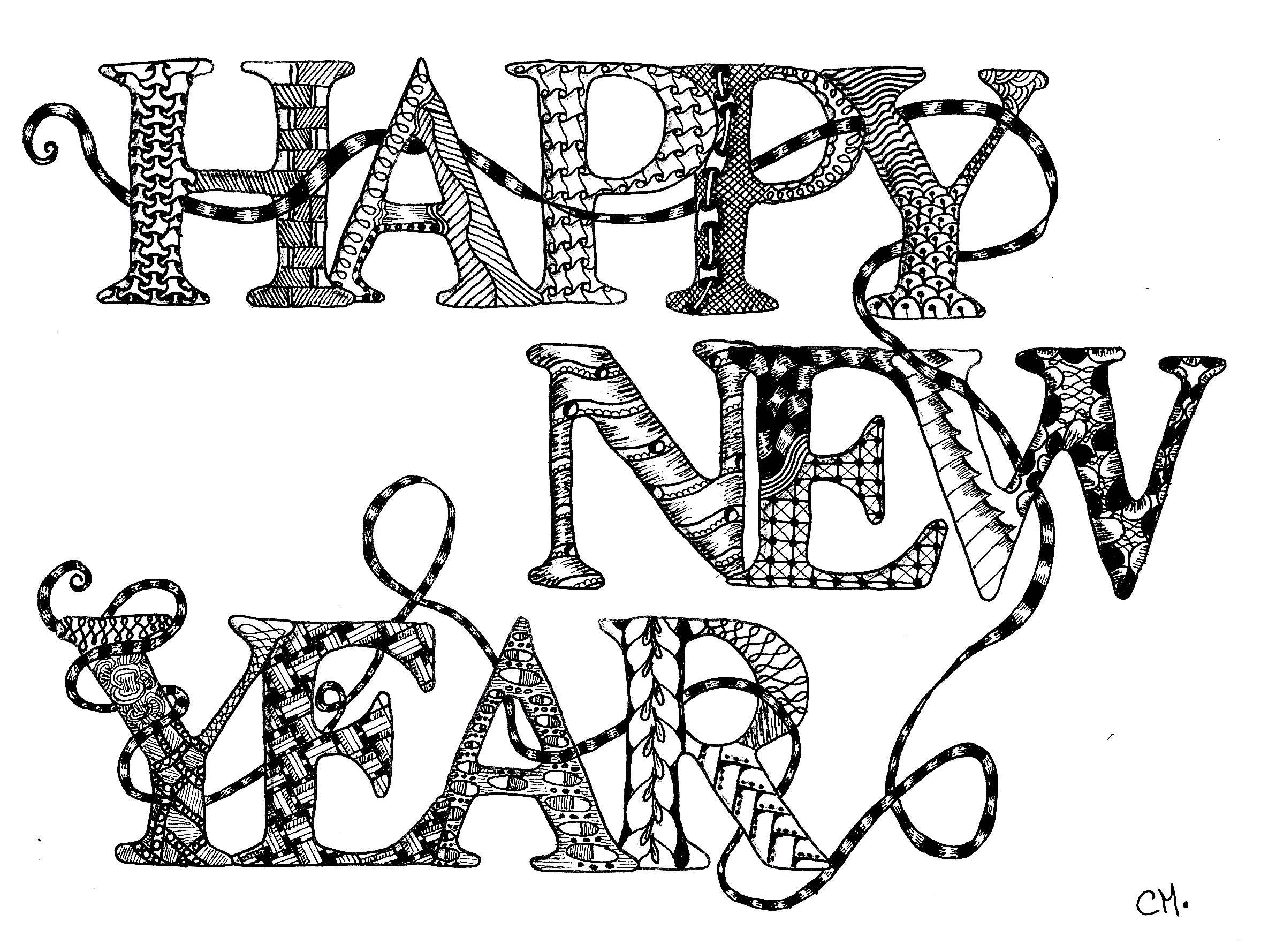 2384x1778 Zentangle Happy New Year By Cathym
