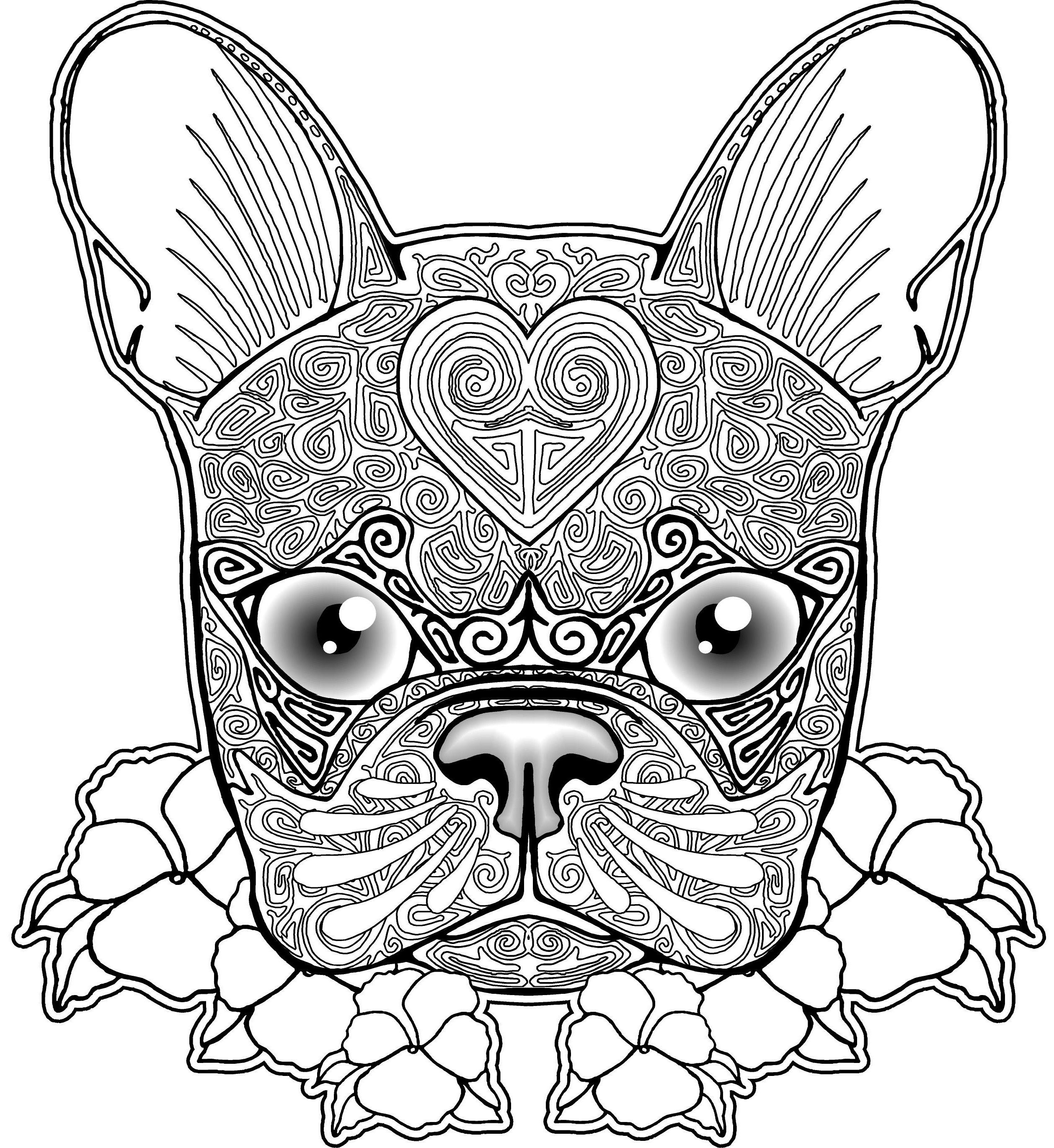 2516x2740 Free Bulldog Zentangle Coloring Page For Adults Coloring Pages