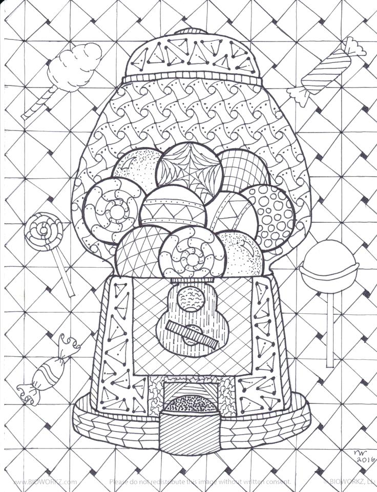 Zentangle Coloring Book Gumball Machine Coloring Page By 736x961 Zentangle Coloring Book Gumball Machine Coloring Page By