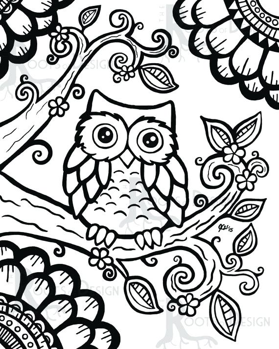 Zentangle Coloring Pages Drawn Owl Coloring Page Christmas 570x713 Zentangle Coloring Pages Drawn Owl Coloring Page Christmas