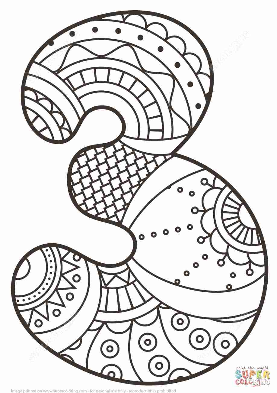 918x1300 Number 3 Zentangle Coloring Page Free Printable Pages Stunning