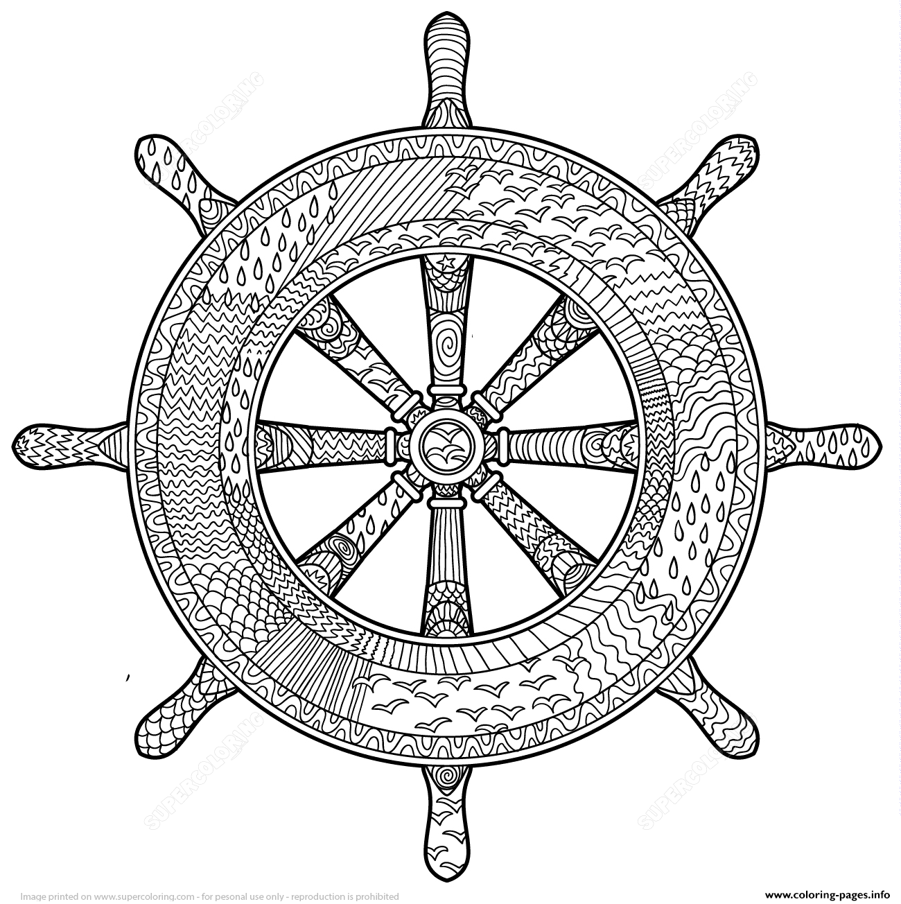 1300x1304 Marine Handwheel Zentangle Adults Coloring Pages Printable