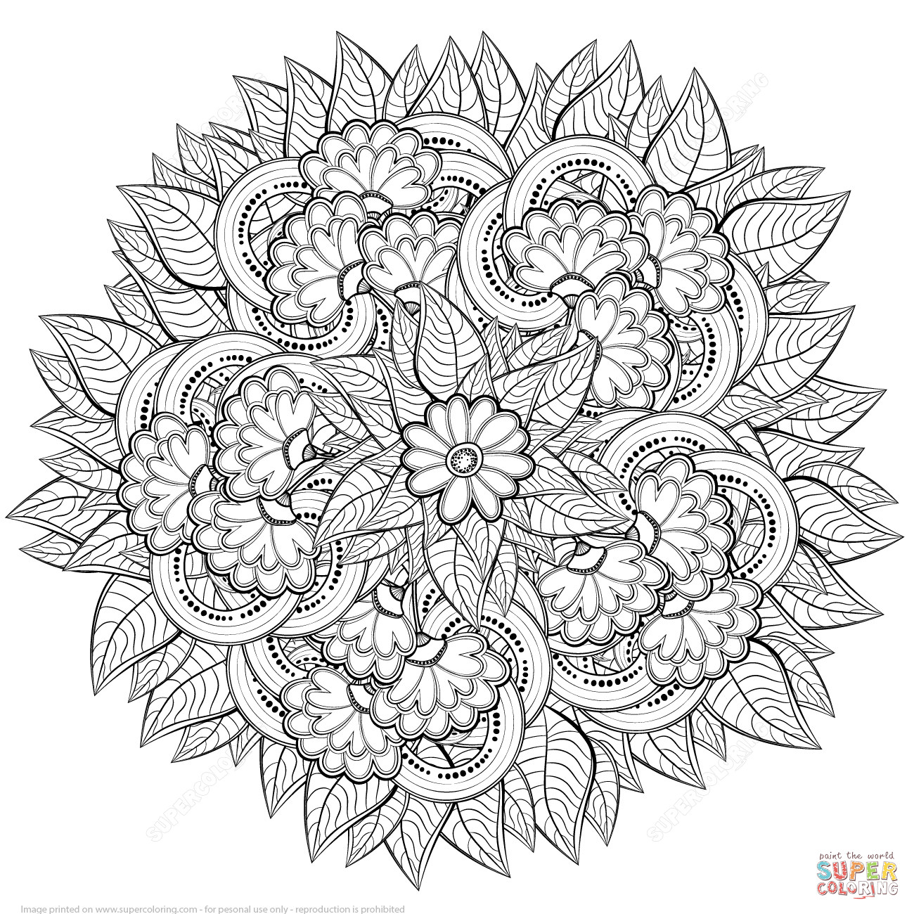 1300x1300 Zentangle Coloring Page Acpra
