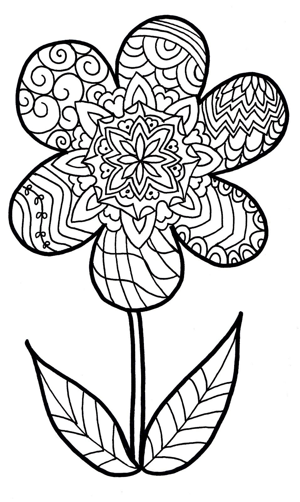 957x1600 Flower zentangle colouring page.jpg Coloring Pages
