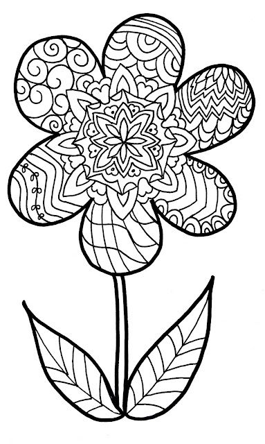 383x640 Zentangle Flower Coloring Page