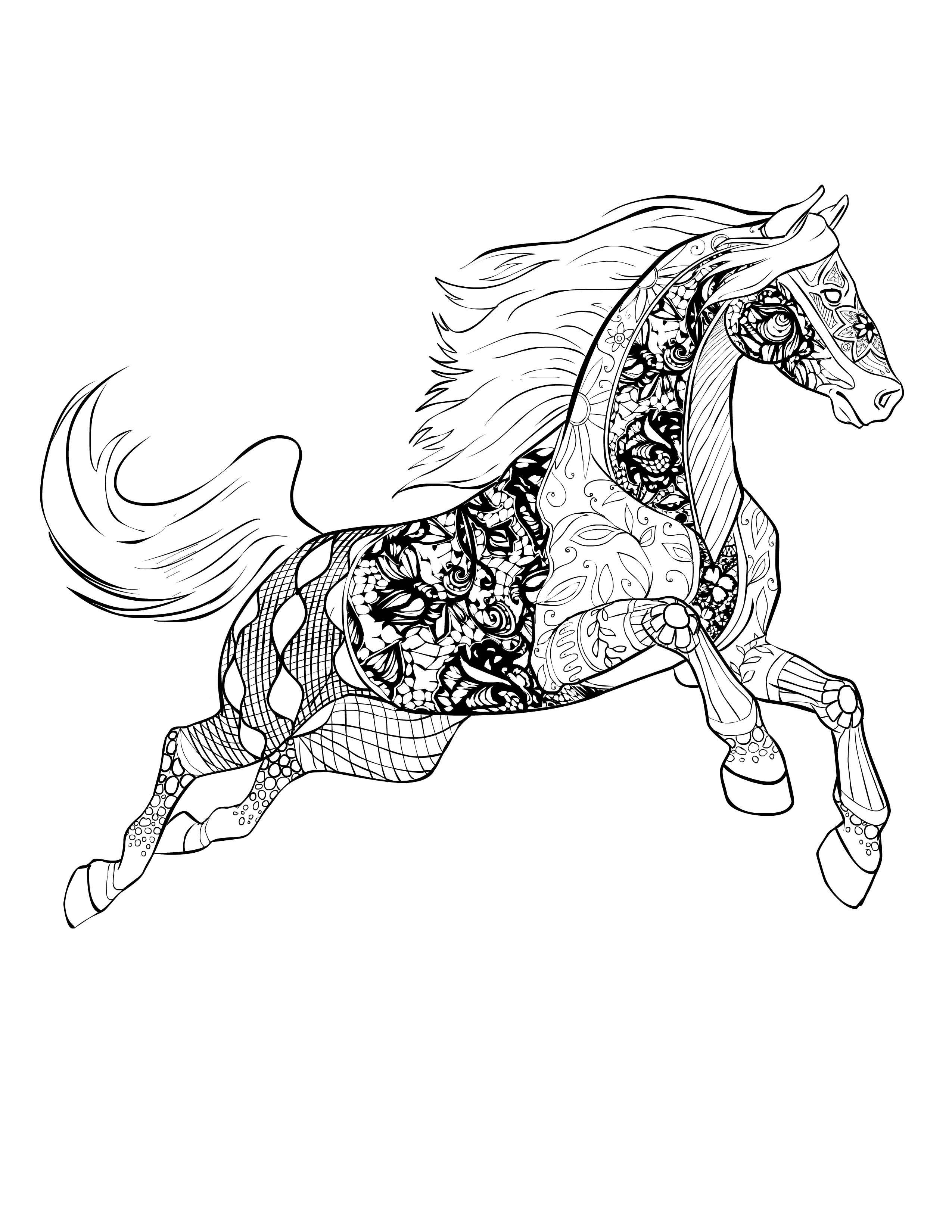 Adult Coloring Book Page, Decorative Horse Coloring Page 2550x3300 Adult Coloring Book Page, Decorative Horse Coloring Page