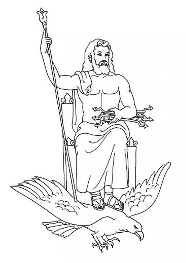 Zeus From Greek Gods And Goddesses Coloring Page 600x849 Zeus From Greek Gods And Goddesses Coloring Page