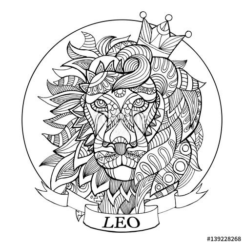 500x500 Leo Zodiac Sign Coloring Page For Adults Fotolia 139228268