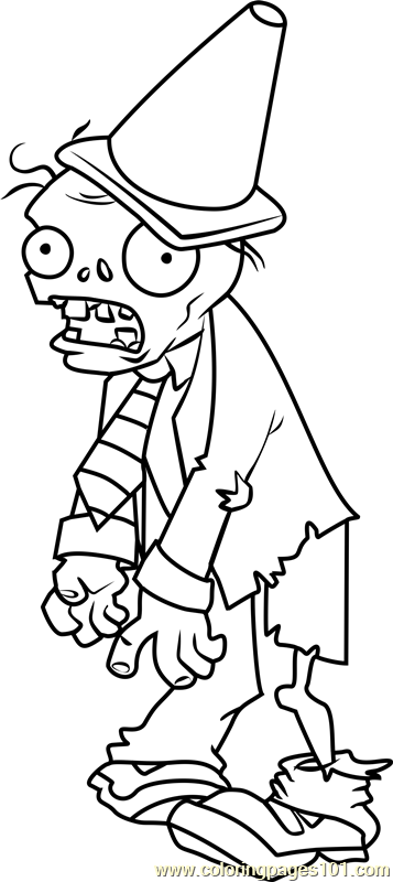 357x800 Conehead Zombie Coloring Page