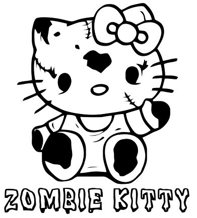 Zombie Hello Kitty Coloring Pages