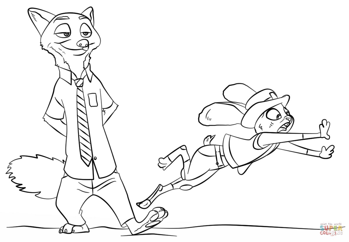 1186x824 Zootopia Coloring Pages Copy Nick And Judy From Zootopia Coloring