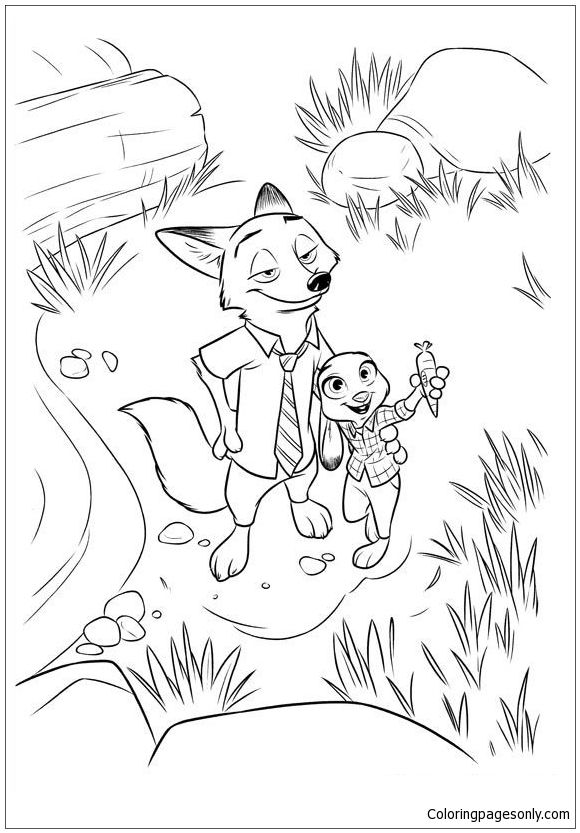 Nick And Judy Zootopia Coloring Page Disney~coloring Pages 580x833 Nick And Judy Zootopia Coloring Page Disney~coloring Pages