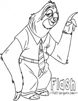 Printable Flash Zootopia Coloring Pages 262x338 Printable Flash Zootopia Coloring Pages