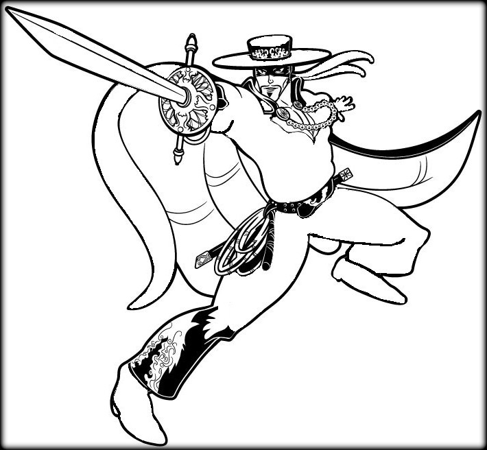 710x656 Best Zorro Coloring Pages For Preschoolers