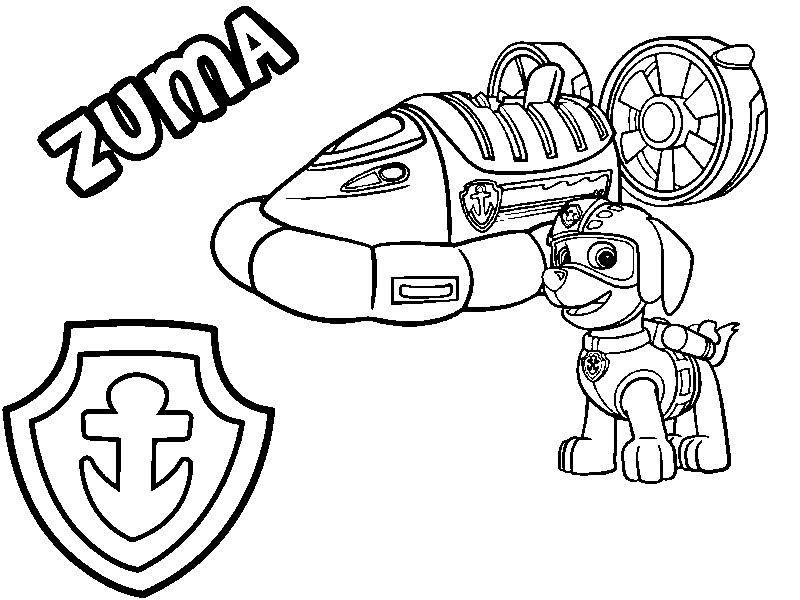 800x600 Paw Patrol Coloring Page Zuma's Hovercraft Vehicle